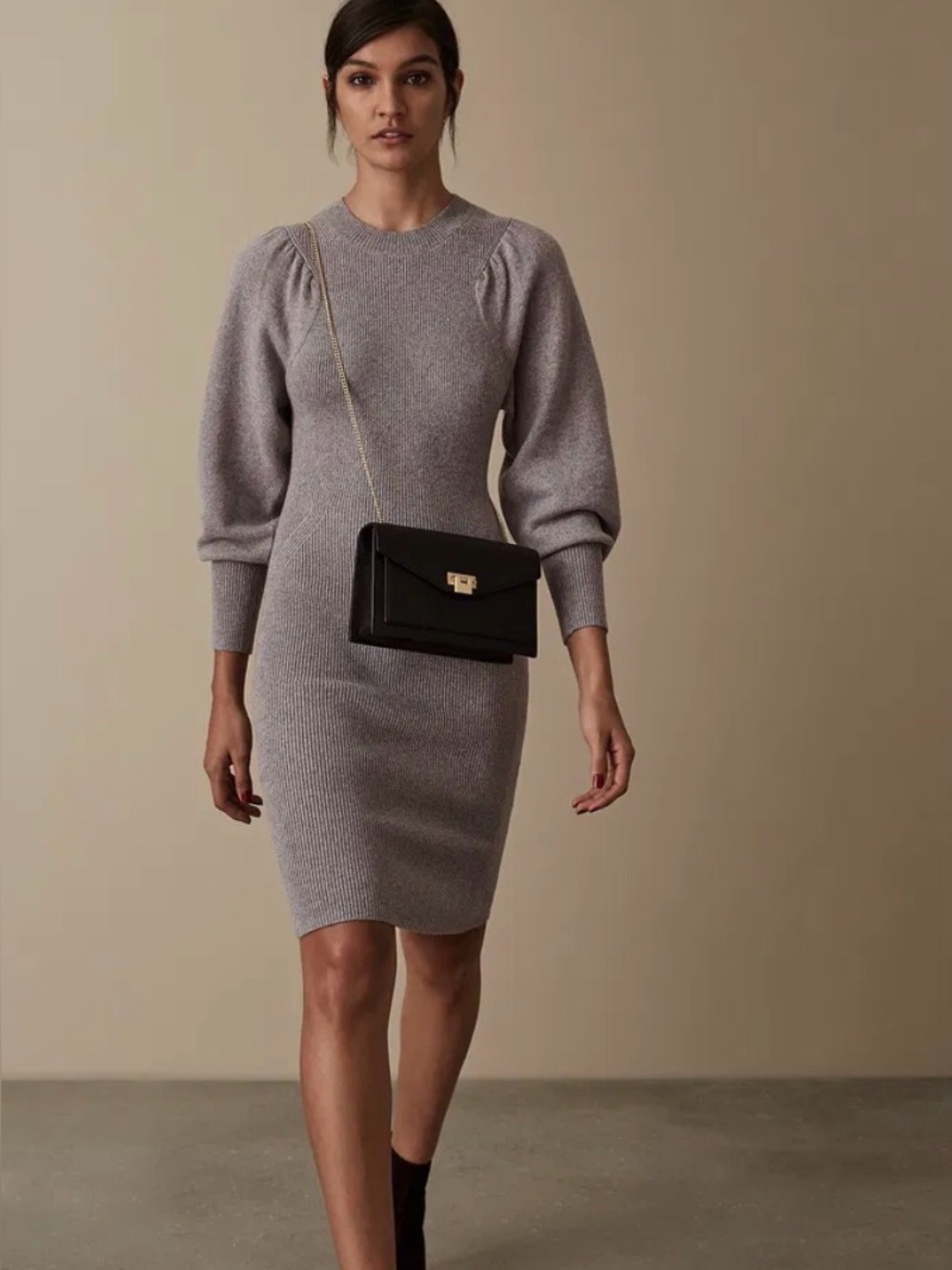 Reiss Nordica Flute Sleeve Knitted Dress Wool/Cashmere blend , XS